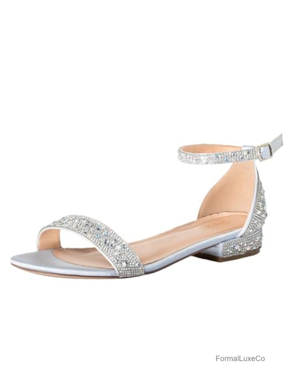 Wide Width Sparkly Rhinestone Flat Sandals Dressy Comfortable Low Heel Summer